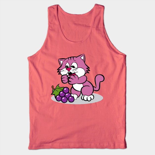 Cat eating wine grapes Tank Top by winepartee